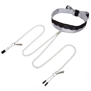 Fifty Shades of Grey Play Nice Satijnen Collar & Tepelklemmen