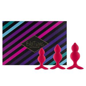 FeelzToys Bibi Twin Butt Plug Set 3 Stuks Zwart