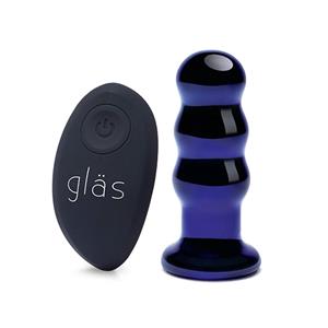 Gläs Ferngesteuerter perlen Analplug Vibrator - 