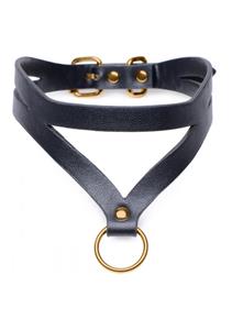 Master Series Bondage Baddie Collar Met O-ring - Zwart/Goud