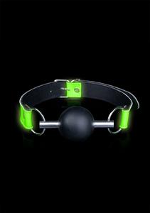 Ouch Solid Ball Gag Glow in the Dark - Neon Green/Black