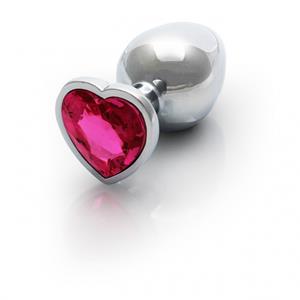 Ouch! Aluminium Buttplug Medium - Zilver met Siersteen