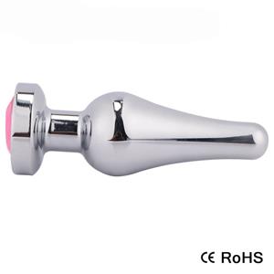 Erotic Treasure Zilveren puntige butt plug met steen - Maat L