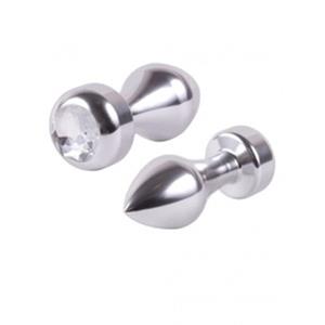 Erotic Treasure Zilveren aluminium buttplug met diamant