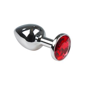 Gladde Zilveren Buttplug - Robijn
