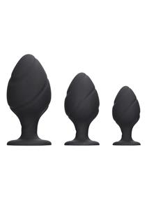 Ouch!  Swirled Butt Plug Set - Zwart