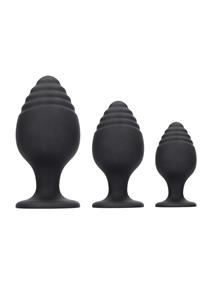 Ouch!  Rippled Buttplug Set - Zwart