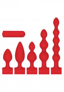 Ouch! Silicone USB-Oplaadbare Anaal Set - Rood