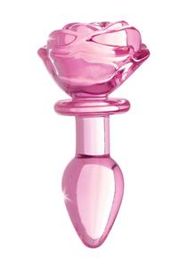 Glass Small Anal Plug - Pink Rose