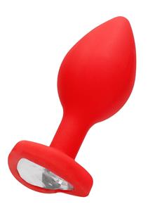 Diamond Heart Butt Plug - Regular - Red