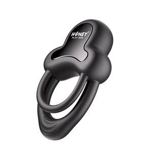HoneyPlayBox  Anello-app-bestuurde vibrerende dubbele cockring met clitorisstimulator Blauw