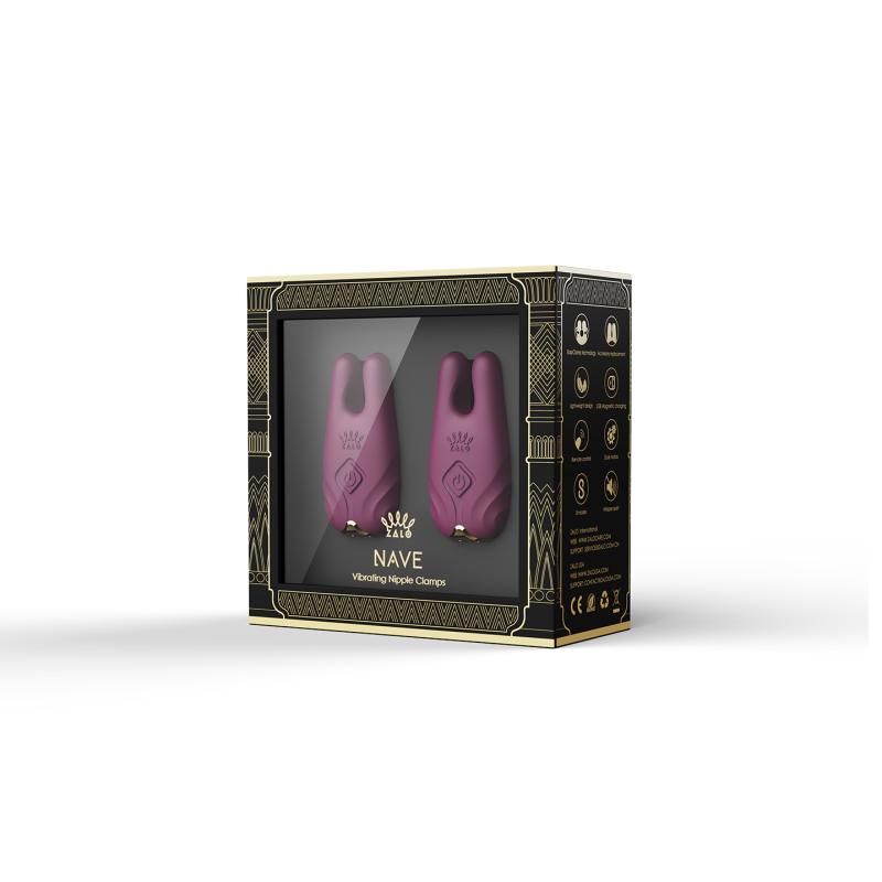 ZALO  Nave Wireless Vibrating Nipple Clamps Velvet Purple