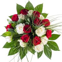 Bloemen - Boeket Rozen Rood-Wit (groot)