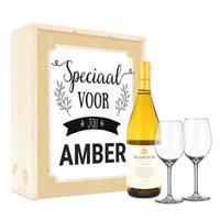 YourSurprise Geschenkset Wein mit Gläsern - Salentein Chardonnay - Bedruckter Deckel