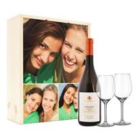 YourSurprise Geschenkset Wein mit Gläsern - Salentein Primus Chardonnay - Bedruckter Deckel