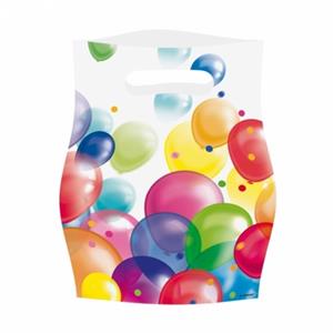 Amscan feesttasjes Balloons 29,5 x 18 cm rood/blauw 8 stuks