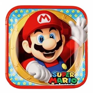 Super Mario thema verjaardag eet bordjes - 8x - Karton -kinderfeestje -