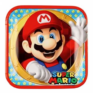 Amscan Europe GmbH Super Mario Partyteller, 8er Pack, quadratisches Design, 23cm, Pappe