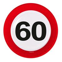 Teller "Verkehrsschild" zum 60. Geburtstag, 8er Pack