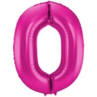 Folat Folienballon Zahl 0, pink