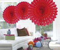 Honeycomb waaier 45cm rood