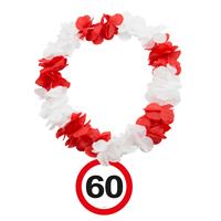 Hawaiikrans 60 jaar rood-wit