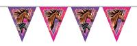 Paarden vlaggenlijn roze paars