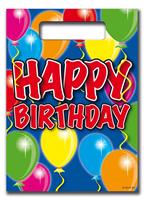 Folat Happy Birthday Tütchen Ballonparty, PVC, 17x25 cm, 6er-Pack, Mitgebselbeutel Kinder