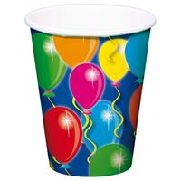 Partybecher für Ballonparty Kinder, knallig bunt, 250ml, 8er-Pack