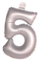 Opblaascijfer 5 zilver