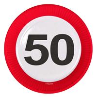 Teller "Verkehrsschild" zum 50. Geburtstag, 8er Pack