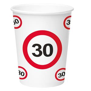 Folat Becher "Verkehrsschild" zum 30. Geburtstag, 8er Pack