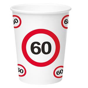 Folat Becher "Verkehrsschild" zum 60. Geburtstag, 8er Pack