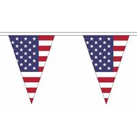 Fun & Feest Amerika slinger met puntvlaggetjes 20 meter