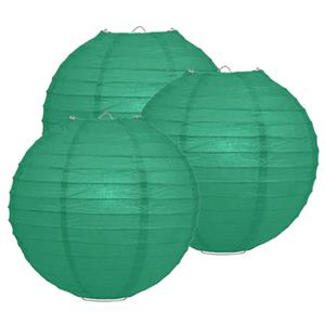 Fun & Feest Donker groene lampionnen 25 cm 3 stuks