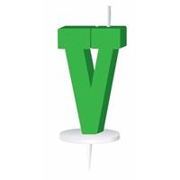 Groen taart kaarsje letter V