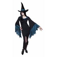 Dames heksen kostuum zwart met blauw Multi