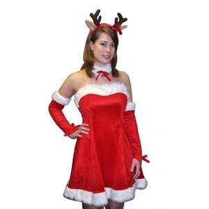 Bellatio Kerstjurkje Rudi met rendier diadeem voor dames