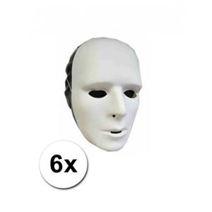 6 witte grimeer maskers van plastic