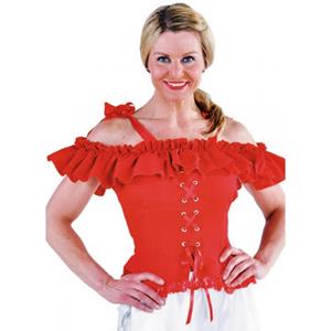 Bellatio Oktoberfest - Tiroler blouse Carmen rood 36 (XS) Rood