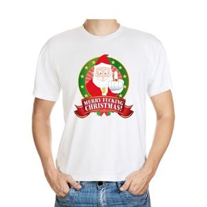 Shoppartners Foute Kerst t-shirt wit Merry Fucking Christmas voor heren