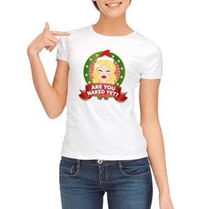 Shoppartners Foute kerst t-shirt wit Are You Naked Yet voor dames