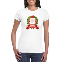 Shoppartners Kerst t-shirt met Kerstman wit Merry Christmas voor dames