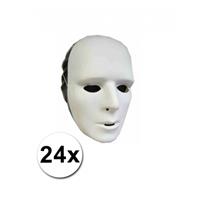 24 witte grimeer maskers van plastic