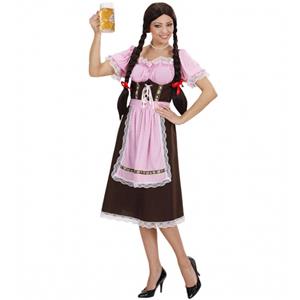 Bellatio Oktoberfest - Bruine lange Tiroler jurk dames Multi