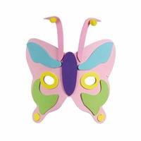 Roze vlinder masker met paarse neus 18cm