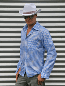 Bellatio Cowboy blouse blauw voor heren