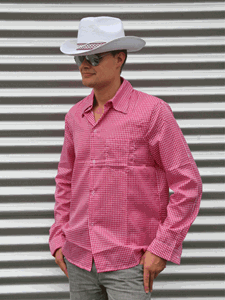 Bellatio Cowboy blouse roze voor heren