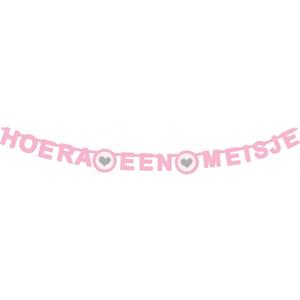 Letterslinger hartje hoera een meisje 175 x 11 cm