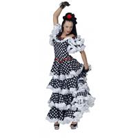 Bellatio Spaanse flamenco jurk zwart/wit Multi